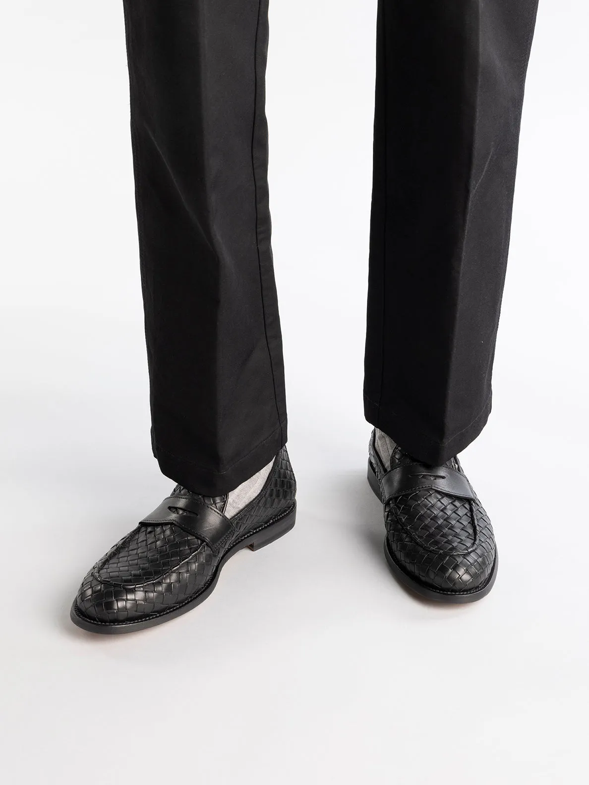 OPERA 003 - Black Leather Penny Loafers,Men