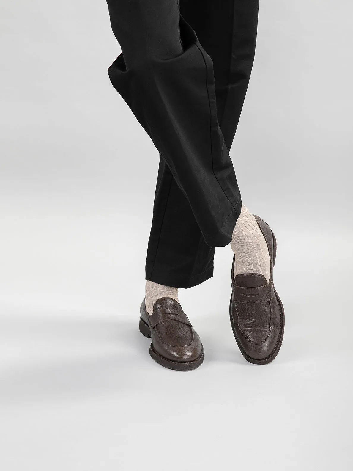 OPERA FLEXI 101 - Brown Leather Penny Loafers,Men