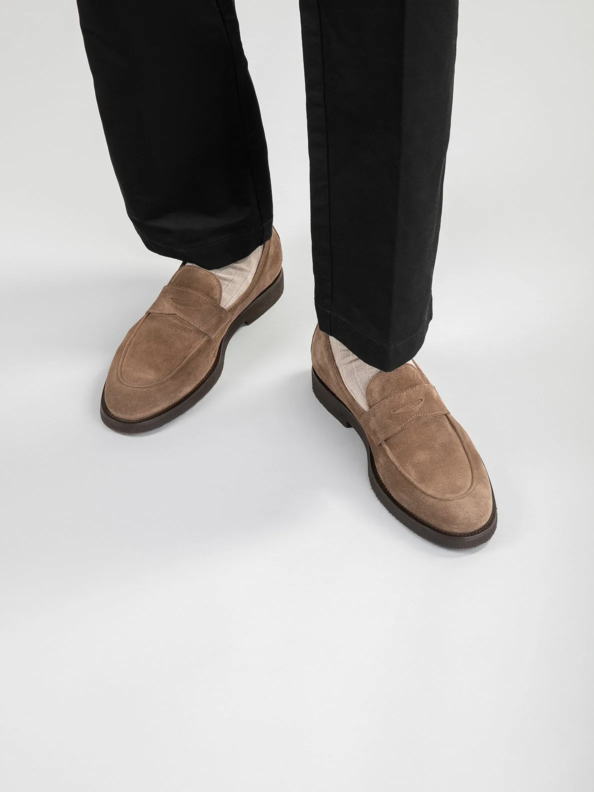 OPERA FLEXI 101 - Brown Suede Penny Loafers,Men