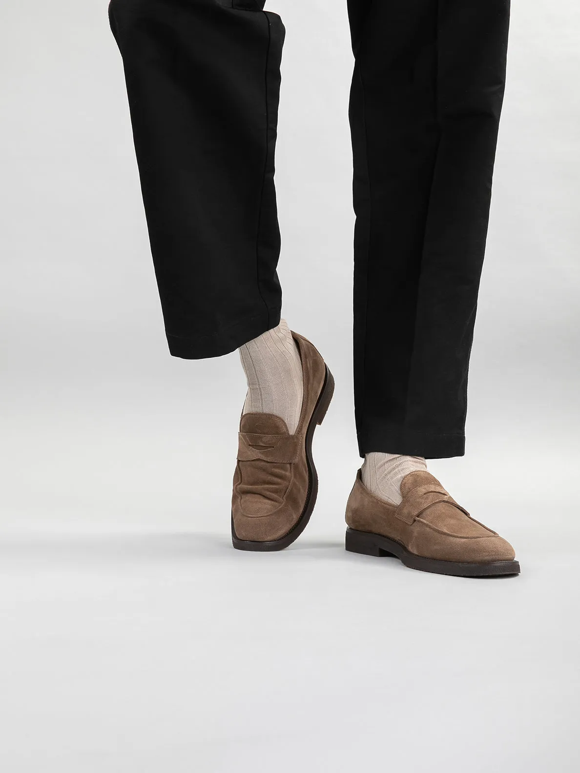 OPERA FLEXI 101 - Taupe Suede Penny Loafers,Men