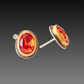 Orange Sapphire Stud Earrings,Jewelry Delicate & Elegant