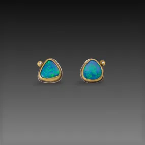 Organic Australian Opal Stud Earrings,Jewelry Delicate & Elegant