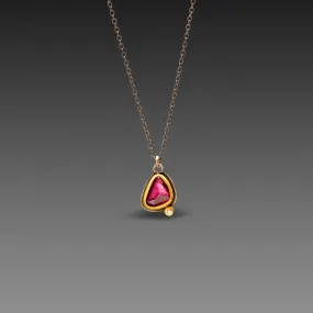 Organic Garnet Necklace with Diamond Dot,Jewelry Delicate & Elegant