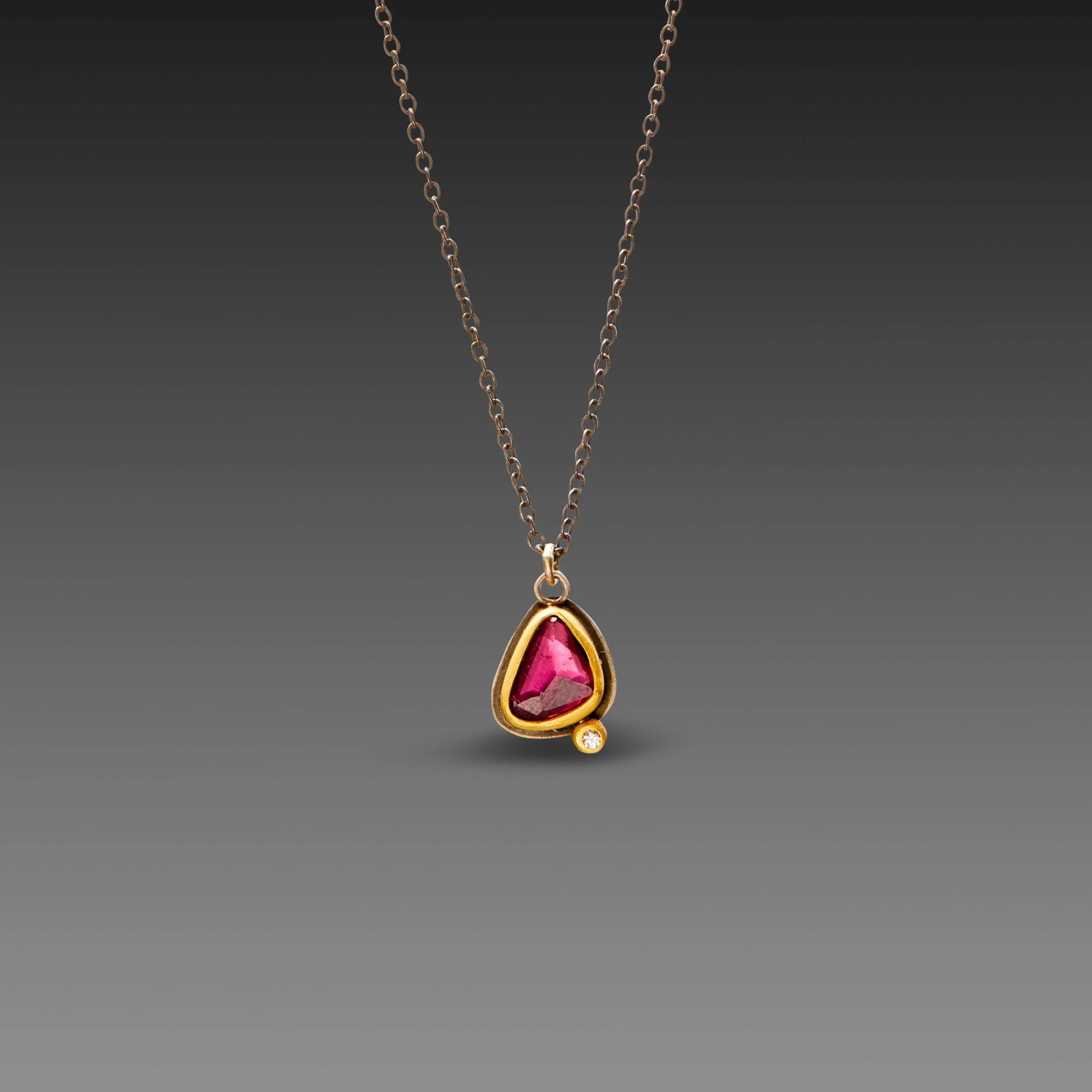 Organic Garnet Necklace with Diamond Dot,Jewelry Delicate & Elegant