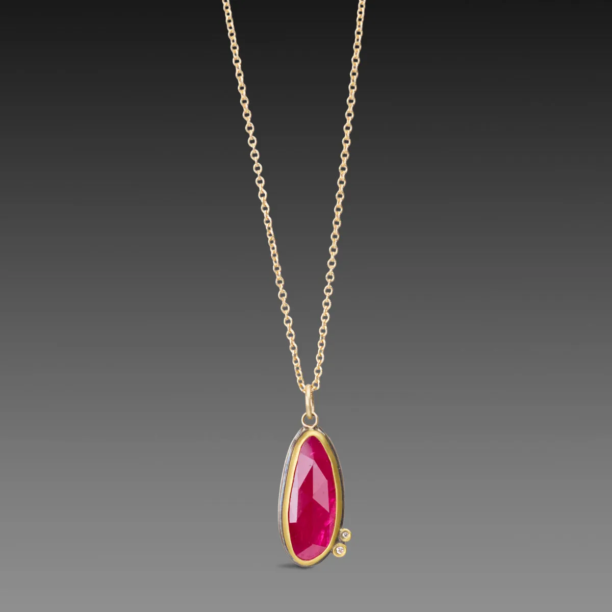 Organic Ruby Necklace with Diamonds,Jewelry Delicate & Elegant