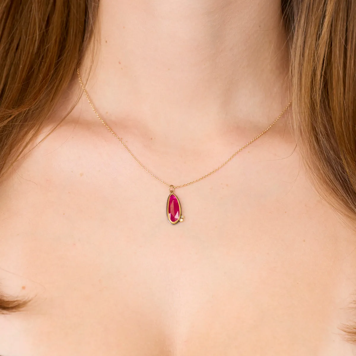 Organic Ruby Necklace with Diamonds,Jewelry Delicate & Elegant