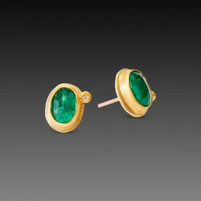 Oval Emerald Stud Earrings,Jewelry Delicate & Elegant