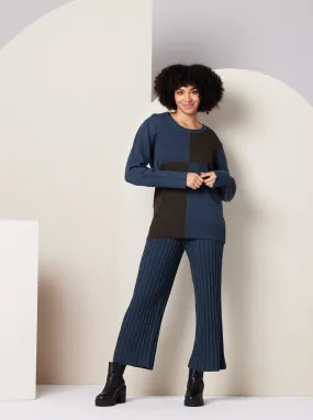 Paloma Sweater - Dark Blue Colorblock,Women Sweaters