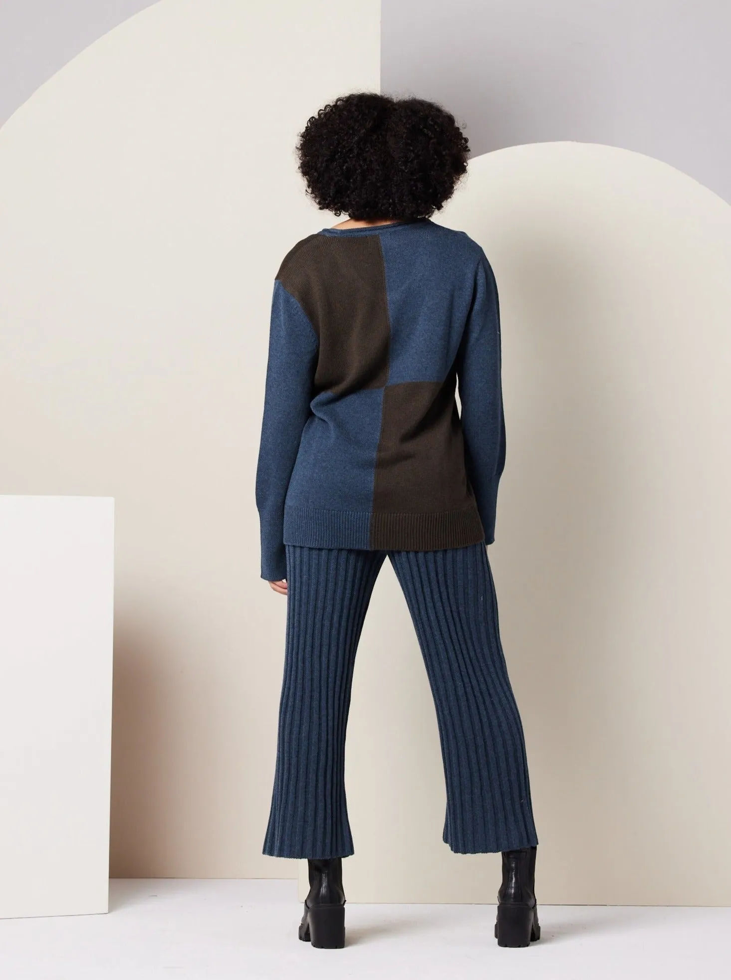 Paloma Sweater - Dark Blue Colorblock,Women Sweaters