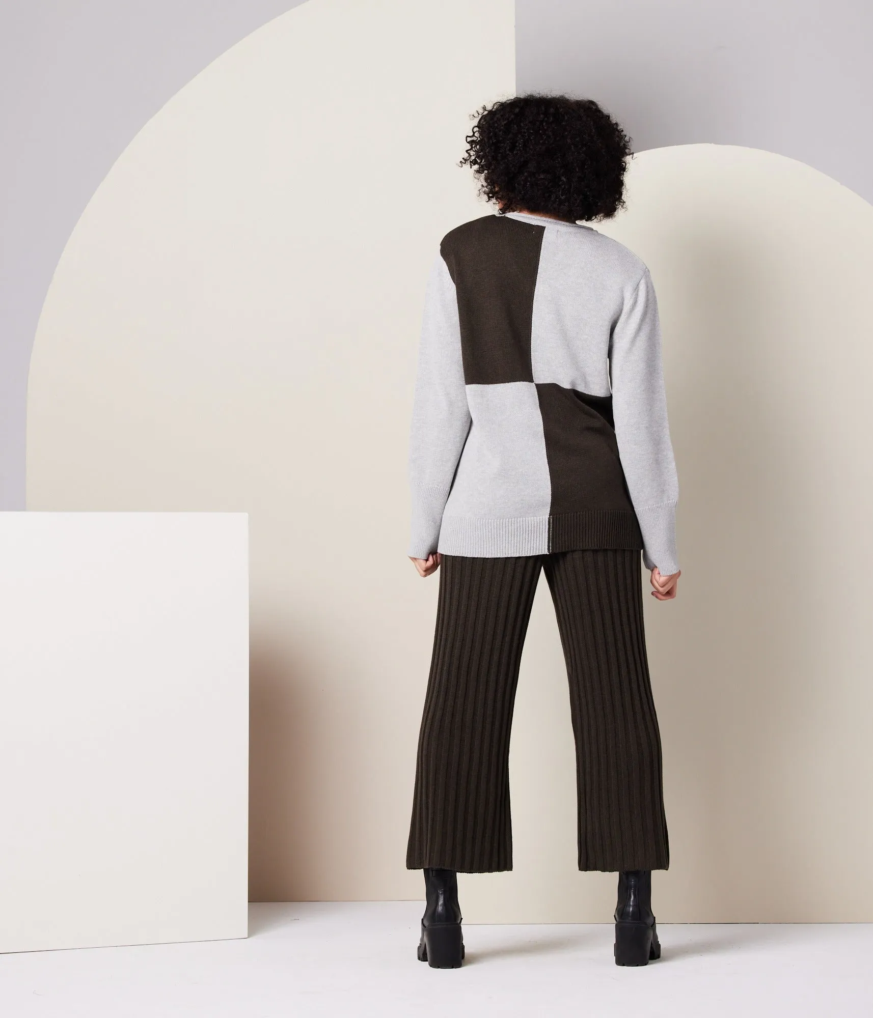 Paloma Sweater - Heather Grey Colorblock,Women Sweaters