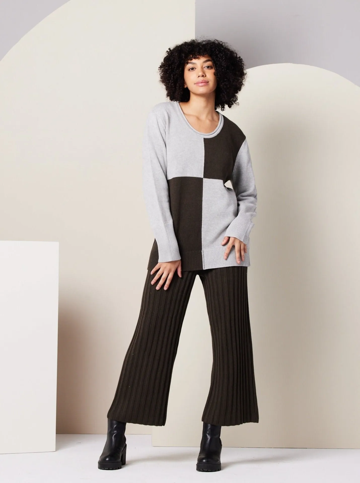 Paloma Sweater - Heather Grey Colorblock,Women Sweaters
