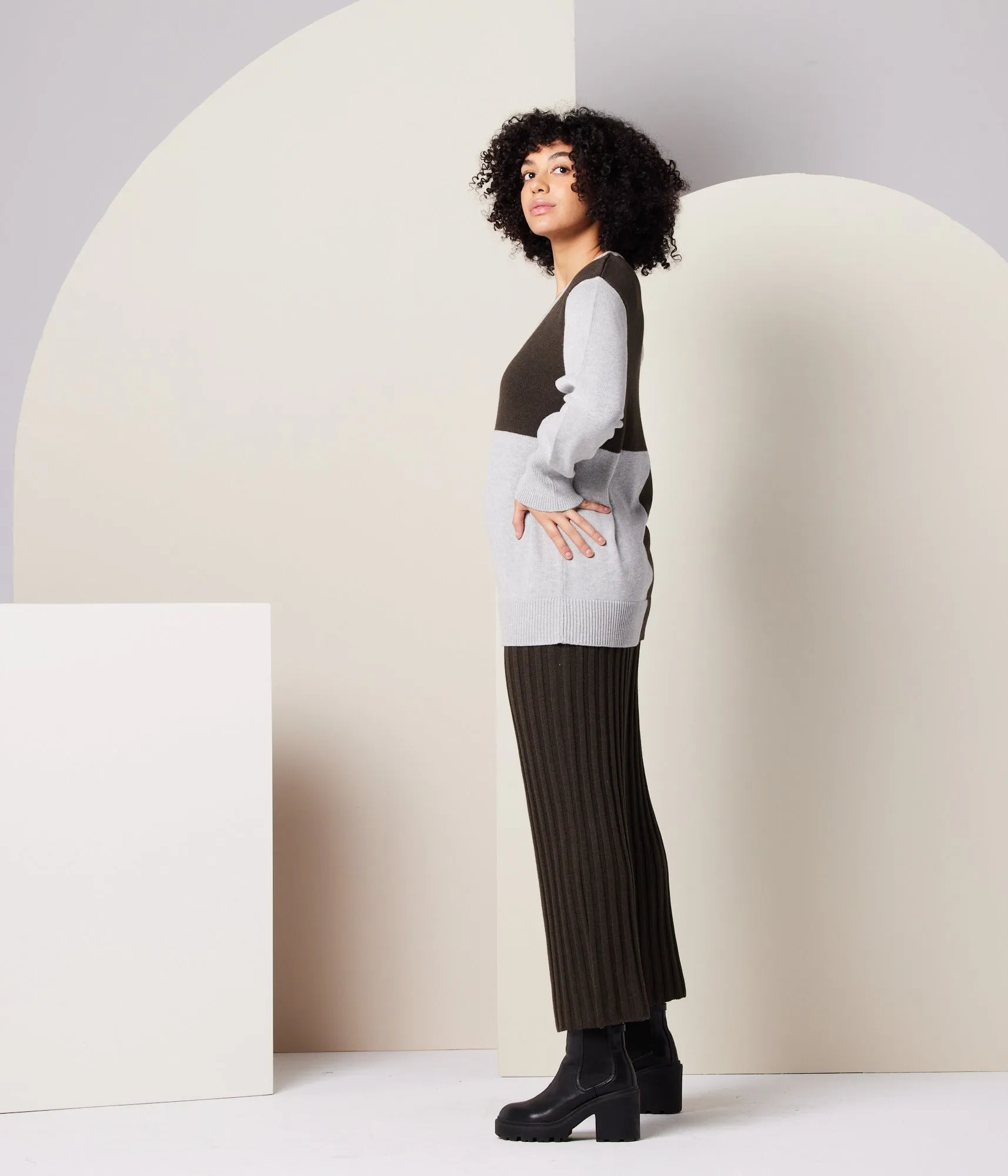 Paloma Sweater - Heather Grey Colorblock,Women Sweaters
