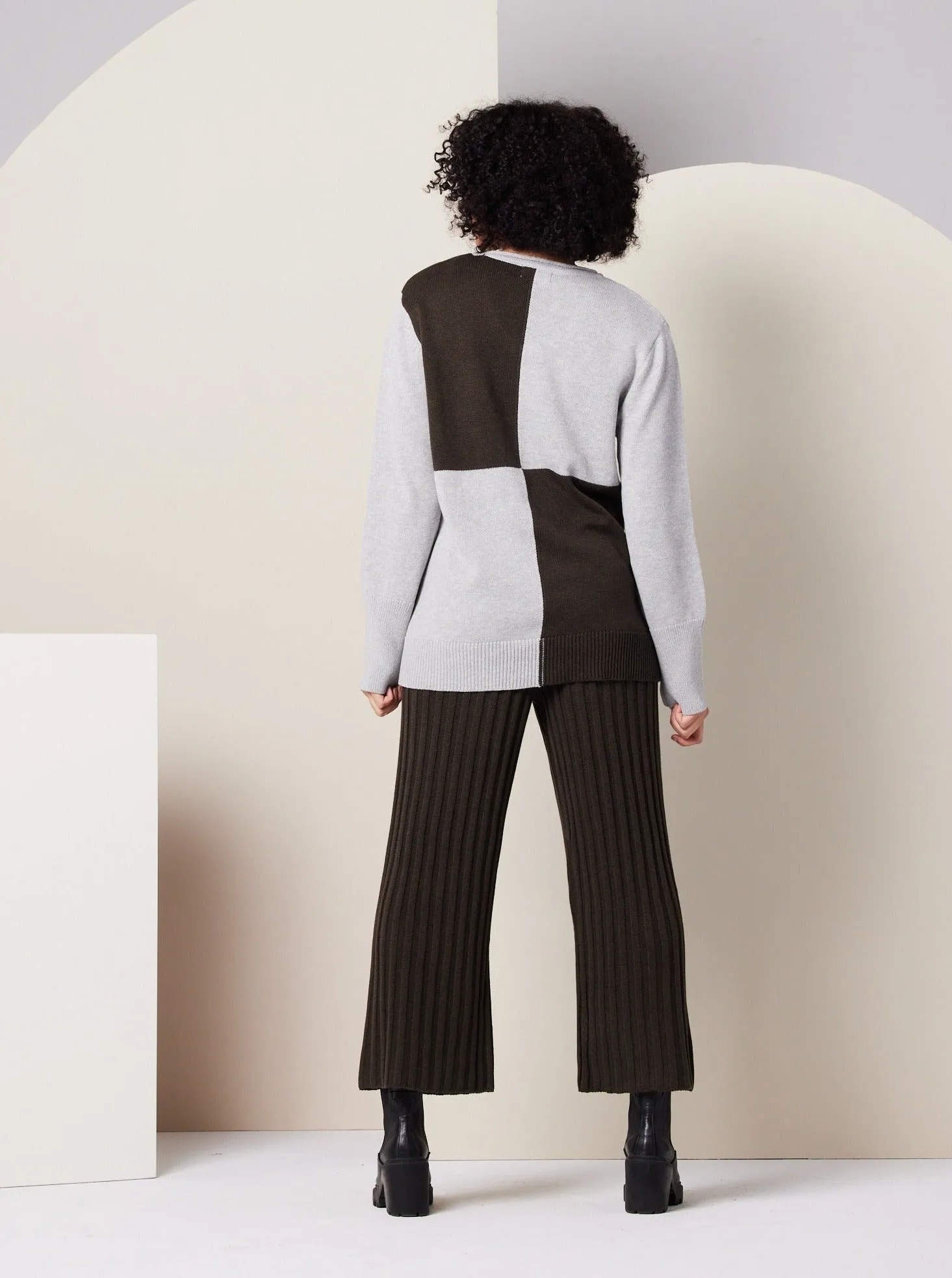 Paloma Sweater - Heather Grey Colorblock,Women Sweaters