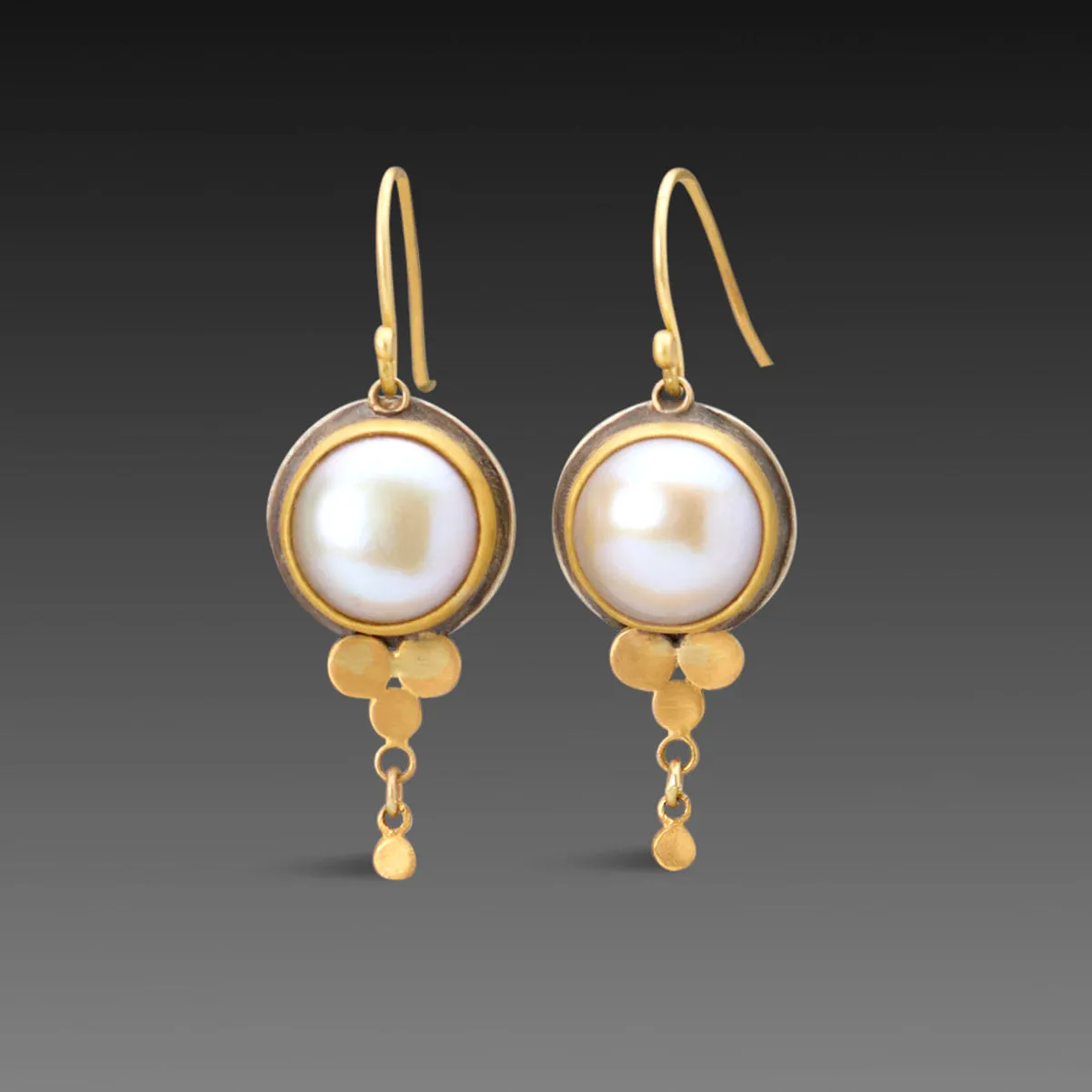 Pearl Drop Earrings with Gold Trios,Jewelry Delicate & Elegant