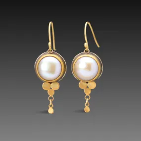 Pearl Drop Earrings with Gold Trios,Jewelry Delicate & Elegant