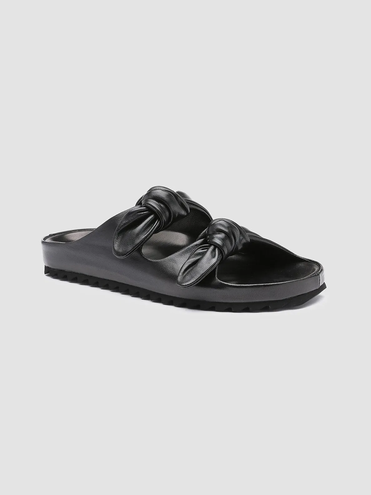 PELAGIE 010 - Black Woven Leather Sandals,Women Sandals