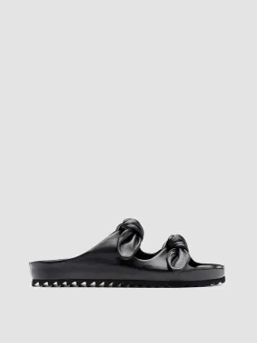 PELAGIE 010 - Black Woven Leather Sandals,Women Sandals