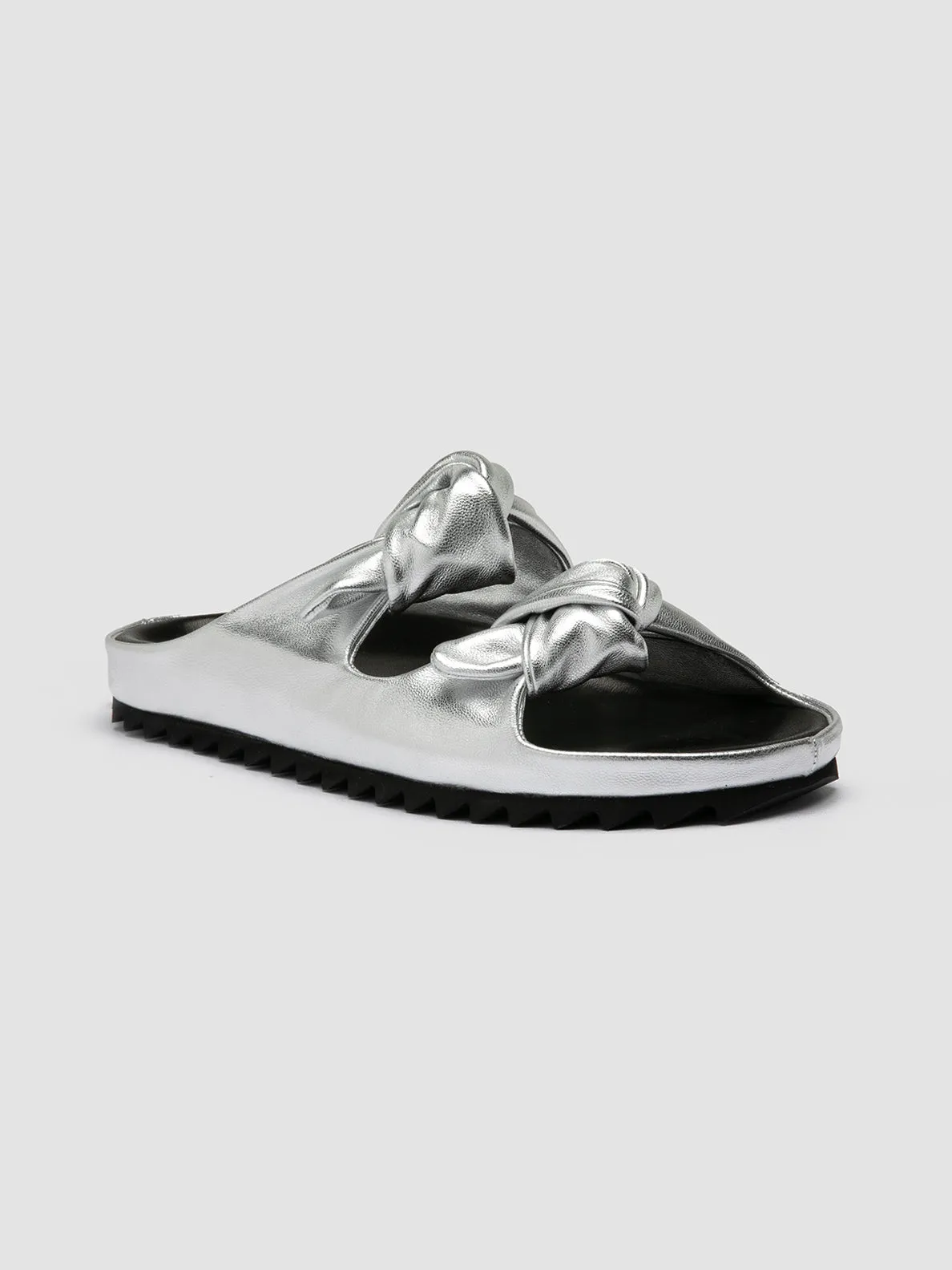 PELAGIE 010 - Silver Leather Slide Sandals,Women Sandals