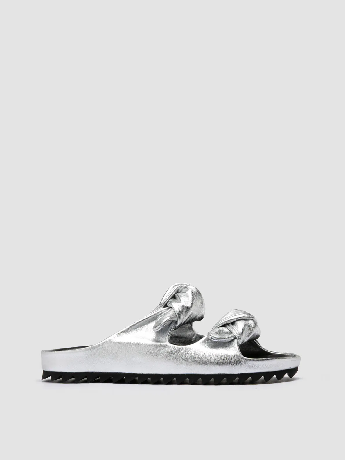 PELAGIE 010 - Silver Leather Slide Sandals,Women Sandals