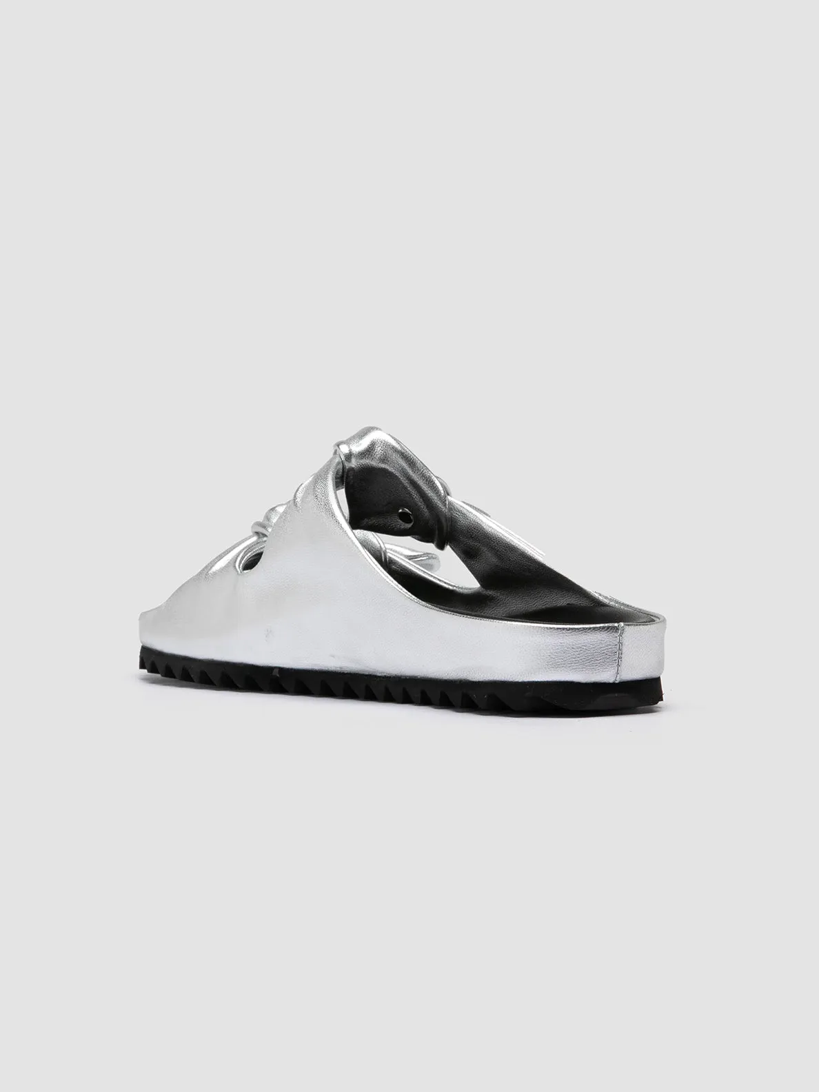 PELAGIE 010 - Silver Leather Slide Sandals,Women Sandals