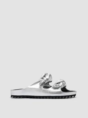 PELAGIE 010 - Silver Leather Slide Sandals,Women Sandals