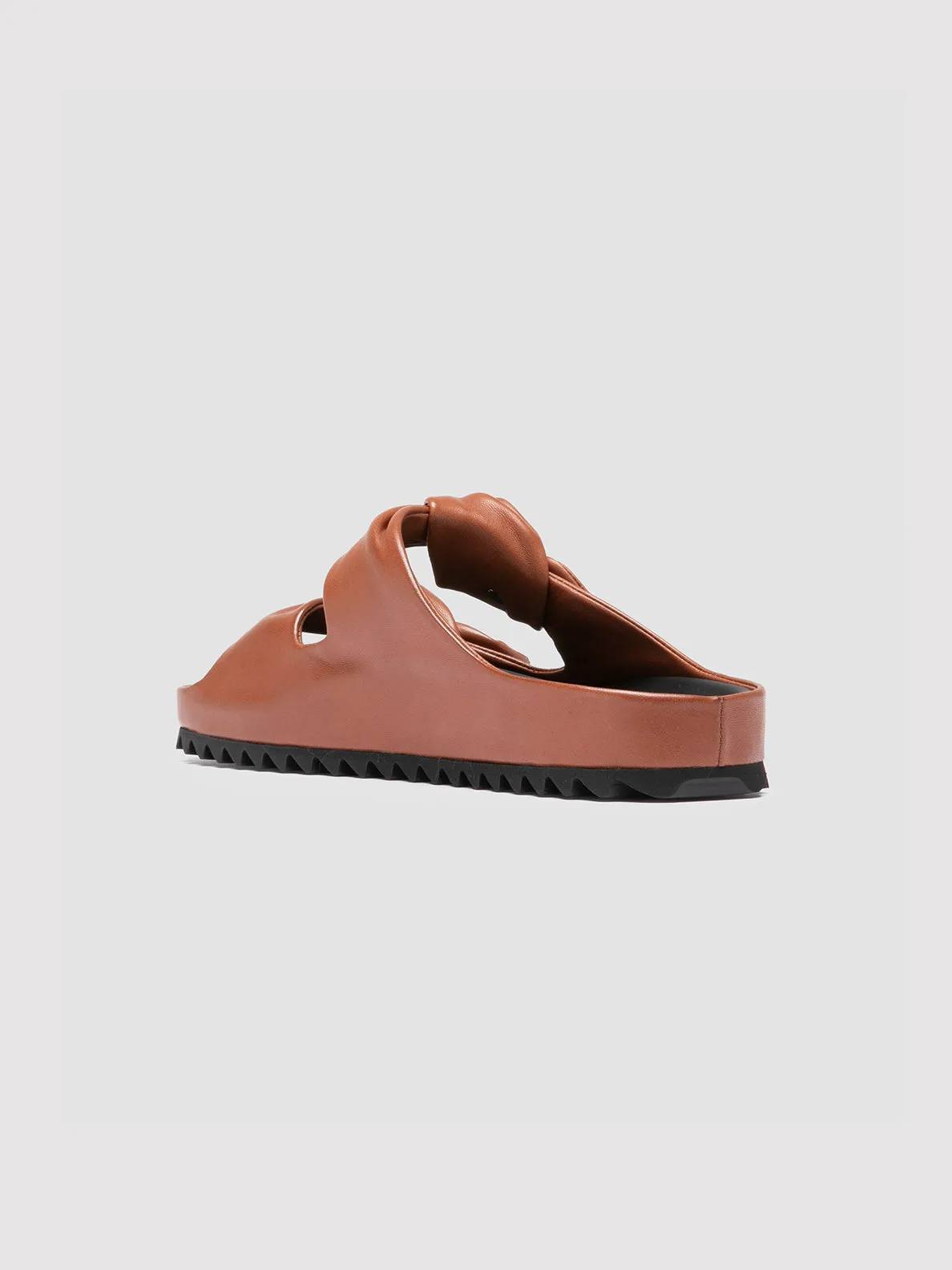 PELAGIE 021 - Brown Leather Slide Sandals,Women Sandals