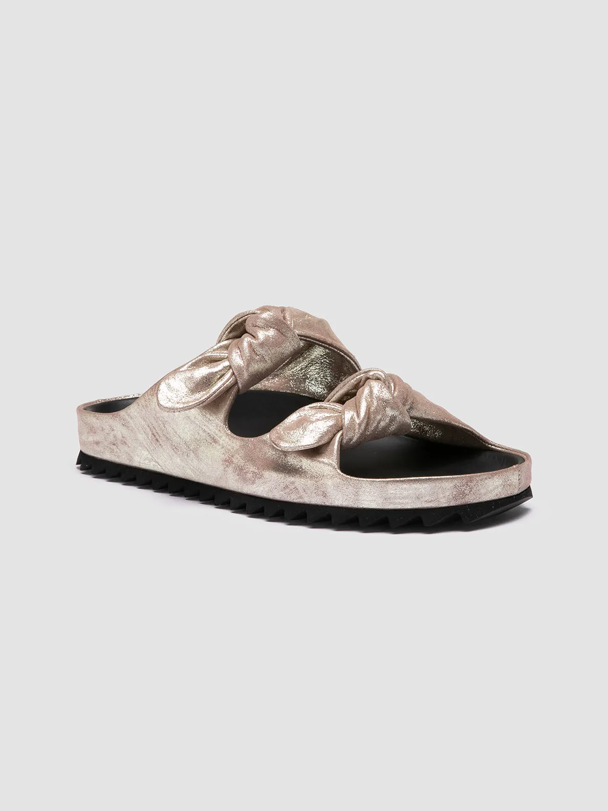 PELAGIE 021 - Gold Leather Slide Sandals,Women Sandals