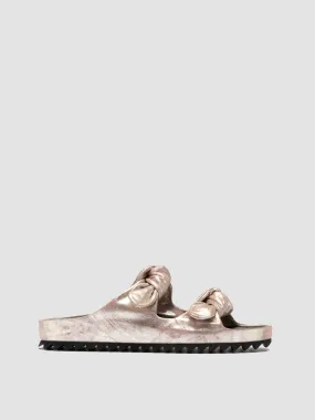 PELAGIE 021 - Gold Leather Slide Sandals,Women Sandals
