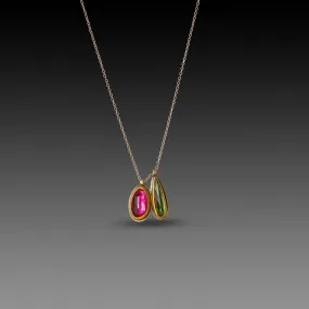 Pink and Green Tourmaline Charm Necklace,Jewelry Delicate & Elegant