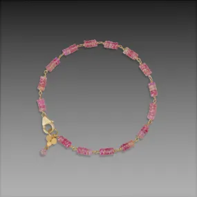 Pink Sapphire and Gold Linked Bracelet,Jewelry Delicate & Elegant