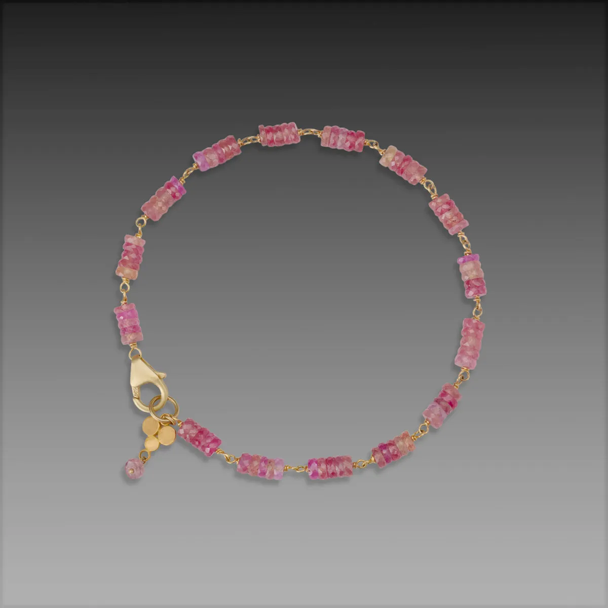 Pink Sapphire and Gold Linked Bracelet,Jewelry Delicate & Elegant