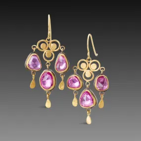 Pink Sapphire Filigree Chandelier Earrings,Jewelry Delicate & Elegant