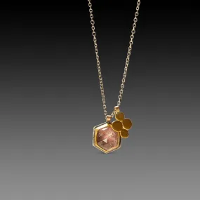 Pink Sapphire Necklace with 22k Gold Charm,Jewelry Delicate & Elegant