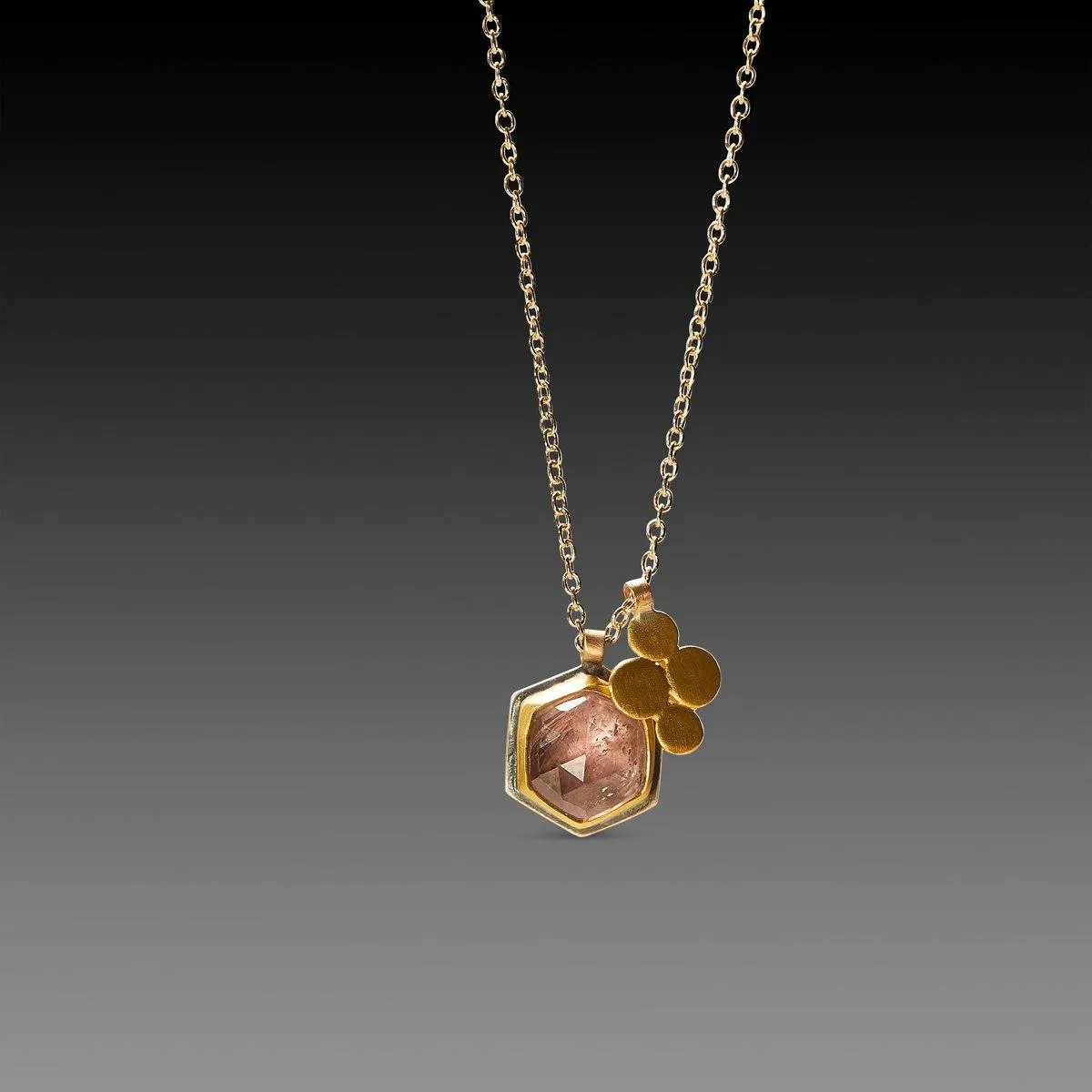 Pink Sapphire Necklace with 22k Gold Charm,Jewelry Delicate & Elegant