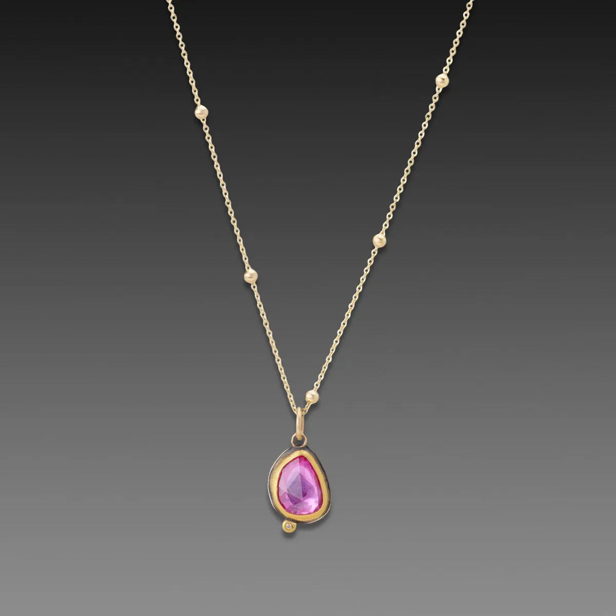 Pink Sapphire Necklace with Diamond,Jewelry Delicate & Elegant