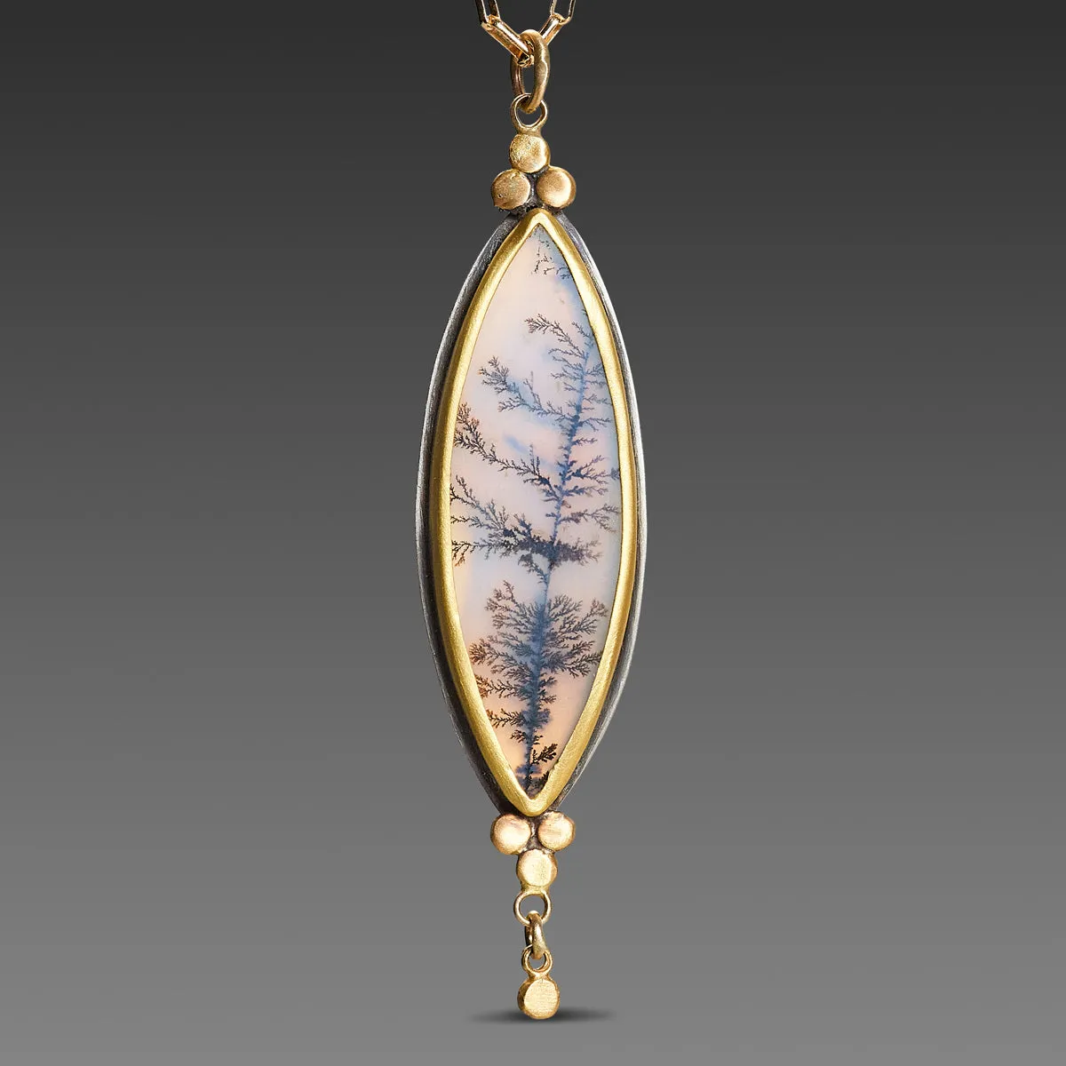 Pointed Oval Dendritic Agate Necklace,Jewelry Delicate & Elegant