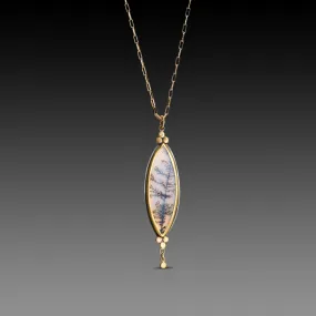 Pointed Oval Dendritic Agate Necklace,Jewelry Delicate & Elegant