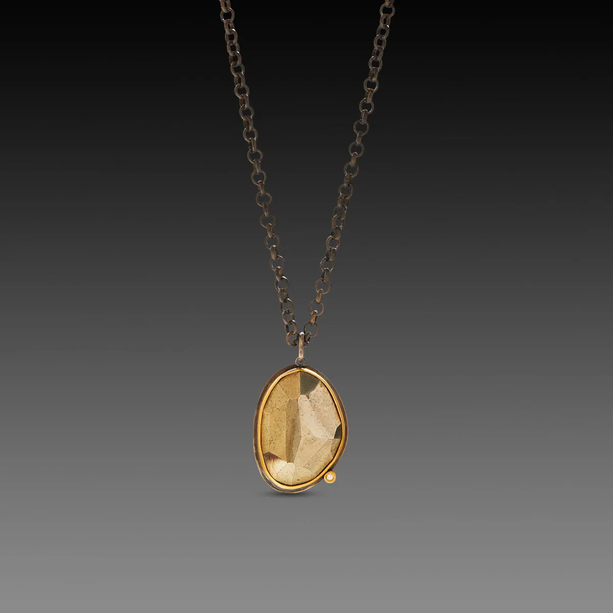 Pyrite Necklace with Diamond,Jewelry Delicate & Elegant