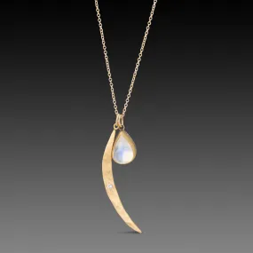 Rainbow Moonstone and Crescent Moon Necklace,Jewelry Delicate & Elegant