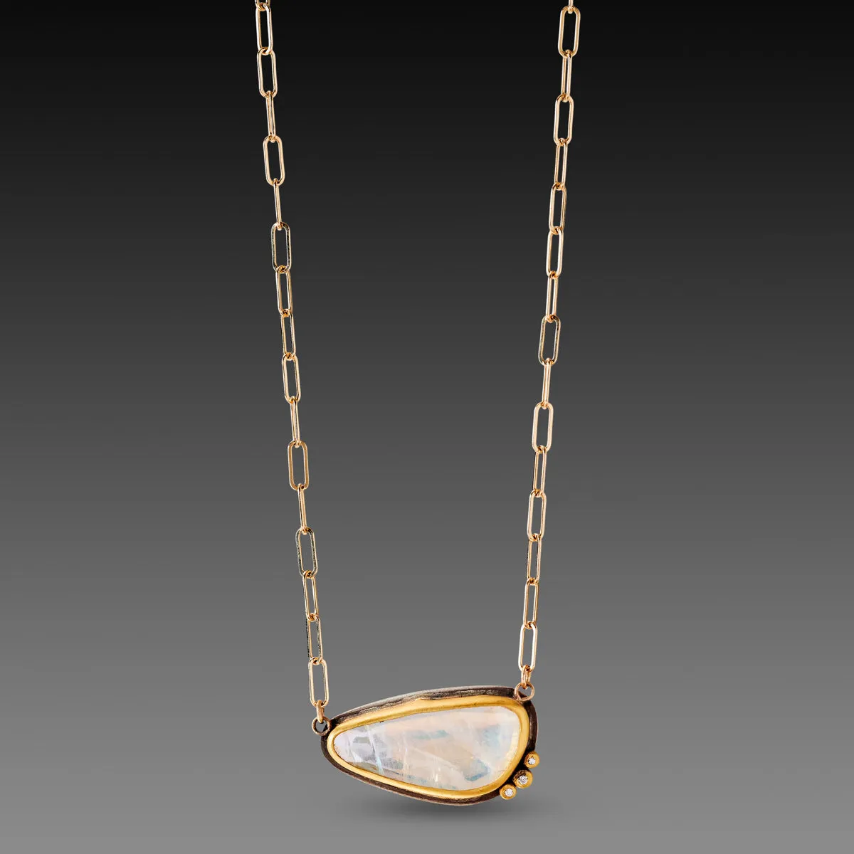 Rainbow Moonstone Necklace with Paperclip Chain,Jewelry Delicate & Elegant