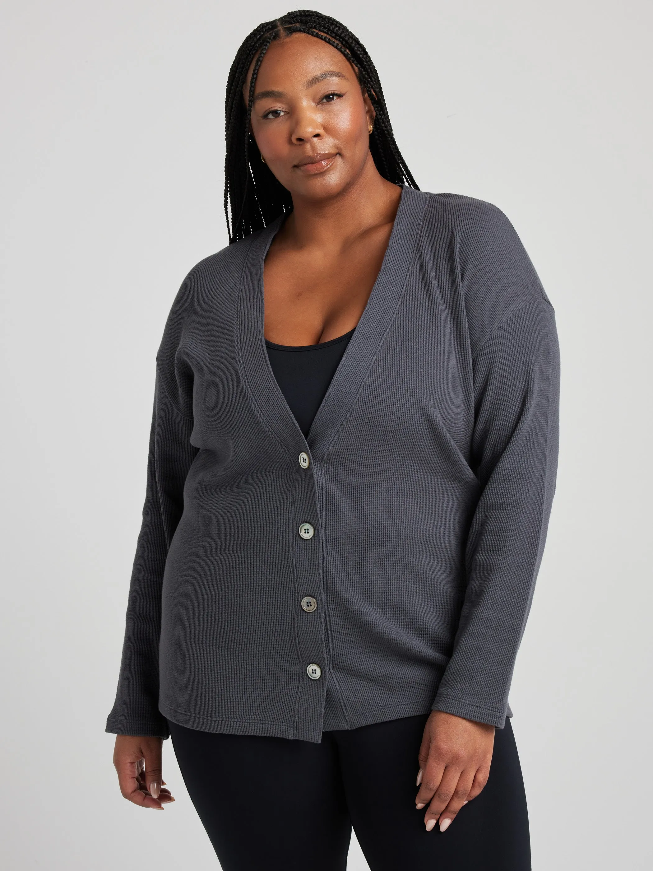 Relaxed Cardigan - Charcoal,Women Sweaters