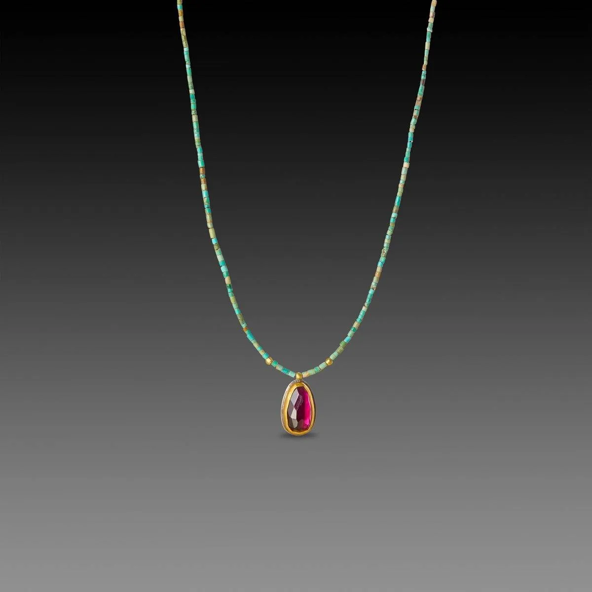 Rhodolite Garnet and Turquoise Beaded Necklace,Jewelry Delicate & Elegant