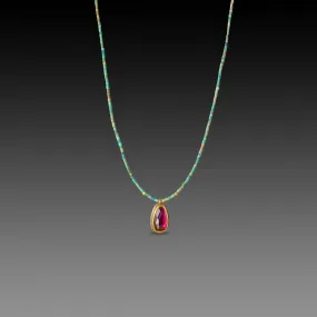 Rhodolite Garnet and Turquoise Beaded Necklace,Jewelry Delicate & Elegant