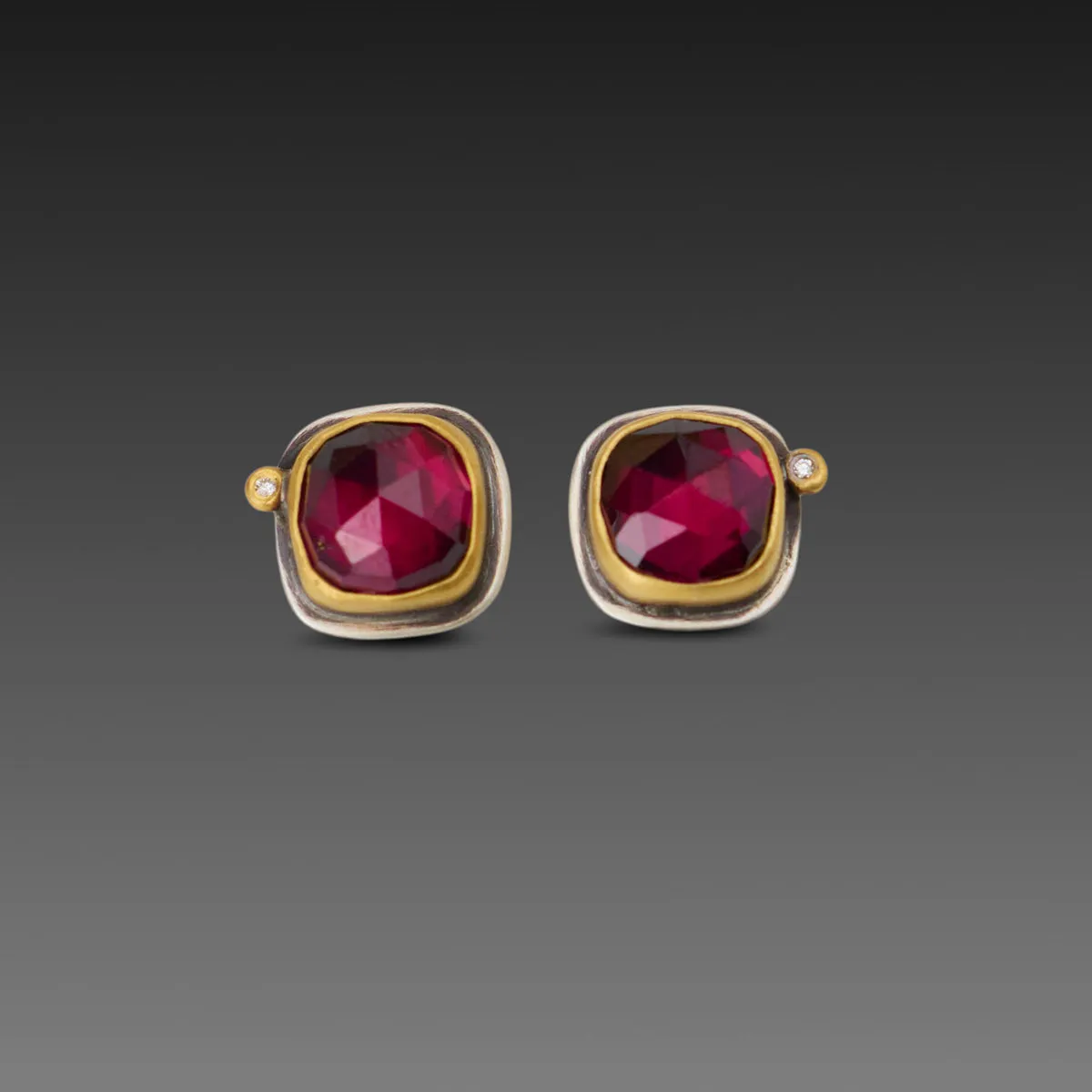 Rhodolite Garnet Stud Earrings,Jewelry Delicate & Elegant
