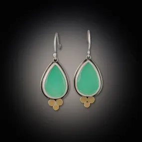 Rose Cut Chrysoprase Teardrop Earrings,Jewelry Delicate & Elegant