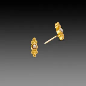 Rose Cut Diamond Studs with Gold Trios,Jewelry Delicate & Elegant