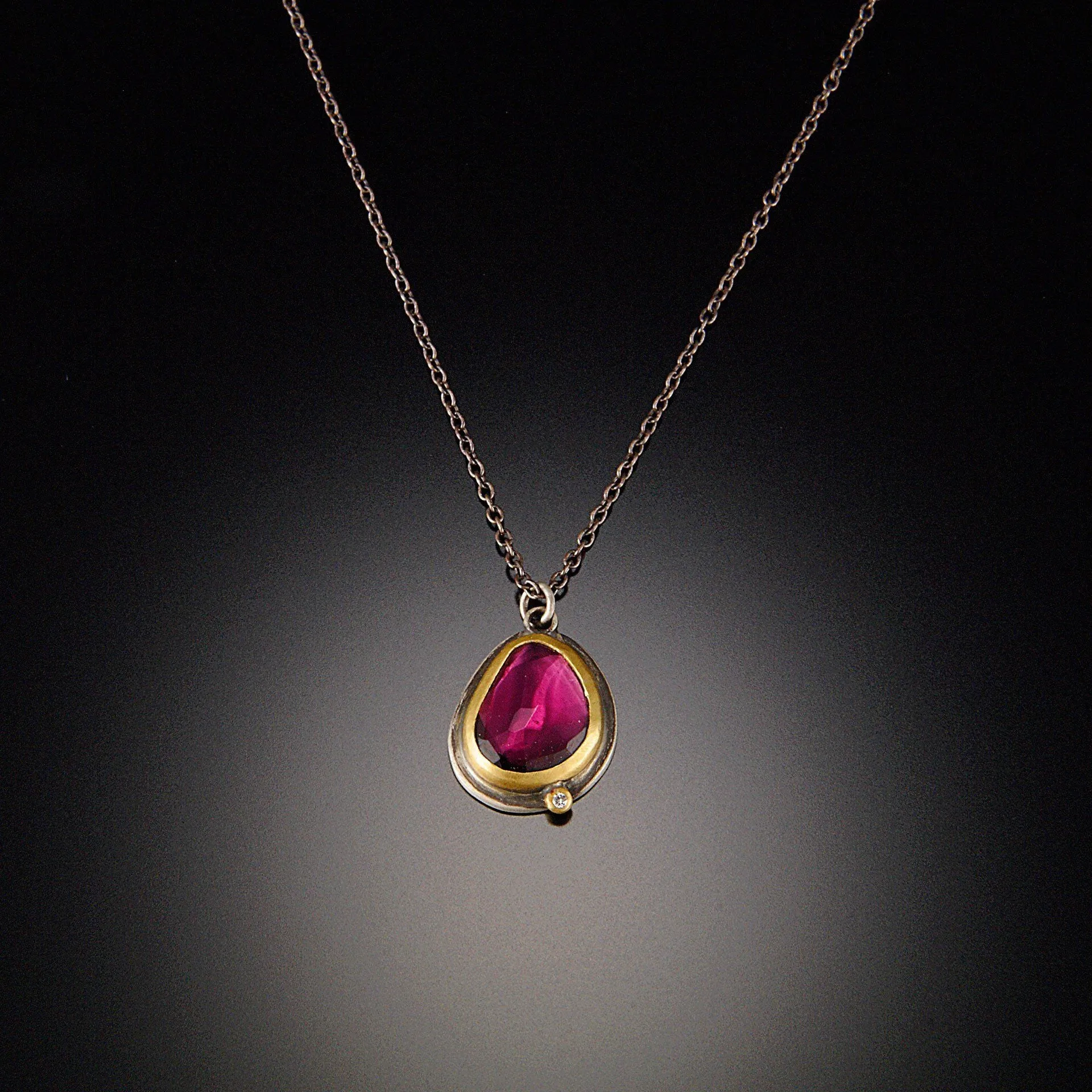 Rose Cut Garnet Necklace with Diamond,Jewelry Delicate & Elegant