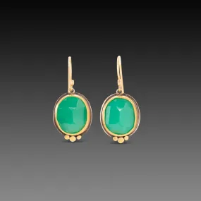 Rose Cut Oval Chrysoprase Earrings,Jewelry Delicate & Elegant