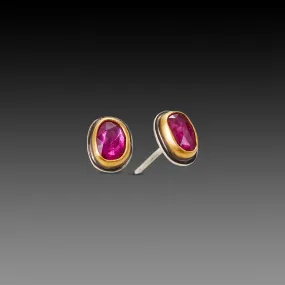 Rose Cut Ruby Stud Earrings,Jewelry Delicate & Elegant
