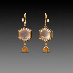 Rose Quartz Hexagon Earrings,Jewelry Delicate & Elegant